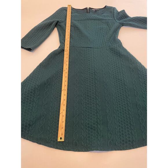ModCloth Size L Green Dress Faux Cable Knit Design Fit & Flare Half Sleeves - Picture 6 of 6